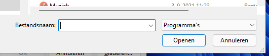 Screenshot of the Windows 11 browse
  dialog showing a combo box for the filename and a dropdown for the
  file type filter. Both square, but different heights.