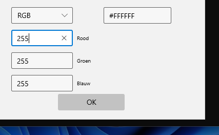 Screenshot of the colour picker
  dialog of Windows Terminal on Windows 11. Slightly rounded corners,
  black border, blue highlight.